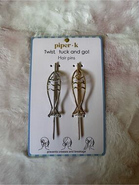 Fish Twist Hair Pins - Gold & Silver Sardines Piper K NIP